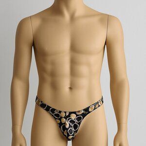 NDS Wear Mens Large Black Brown Patterned Sparkly Retro Soft Brief Underwear NWT